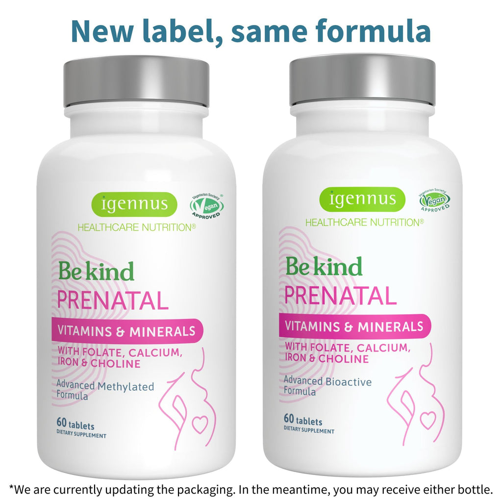 Igennus Methylated Prenatal Multivitamin for Women, Folate for MTHFR, High Absorption, Pure & Clean, Gentle Iron, Choline, Calcium & Magnesium, Vegan Pregnancy Vitamins, Halal, Non-GMO, 60 Tablets x 6