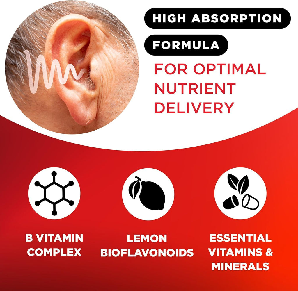 Lipo-Flavonoid Ear Ringing, Doctor-Recommended for Ringing Ears, Clinically Proven Lemon Bioflavonoid Complex with Vitamins C, B1, B2, B6, B12, & Calcium, 150 Caplets