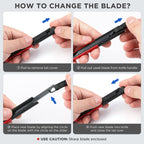 WORKPRO Premium Utility Knife Retractable Snap-off Blade, Heavy Duty Aluminum Box Cutter Set, Razor Knife Exacto Craft Knives, with 10 Extra 9mm Blades, Pack of 5