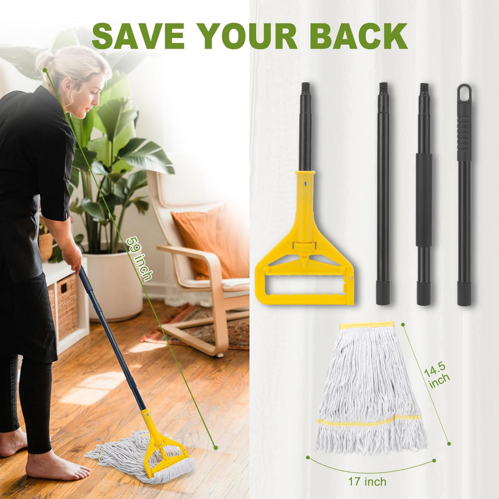 KeFanta 2 Pack Commercial Mop Heavy Duty,Industrial String Cotton Wet Mops
