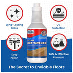Clean-eez Ultimate Floor Restorer & Polish - Revitalize, Protect, Shine Wood, Laminate, Vinyl, Bamboo, Slate, Terracotta & More (1 Bottle W/Microfiber)