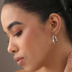 LeCalla 925 Sterling Silver Hoop Earrings Lightweight Two-Tone Round Shape Antique Italian Bali Style for Women - 25MM