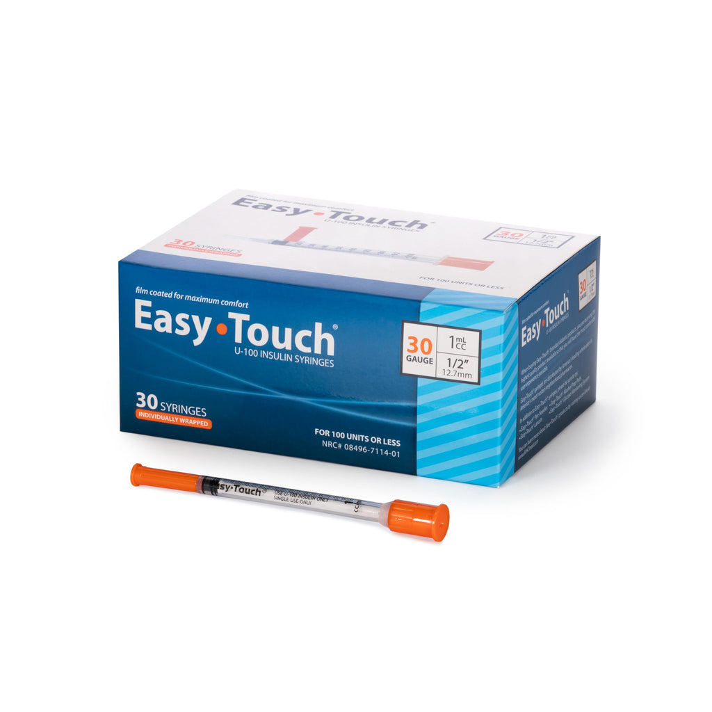 EasyTouch IW U-100 Insulin Syringes (30G 1.0cc 1/2") - 30 ct.