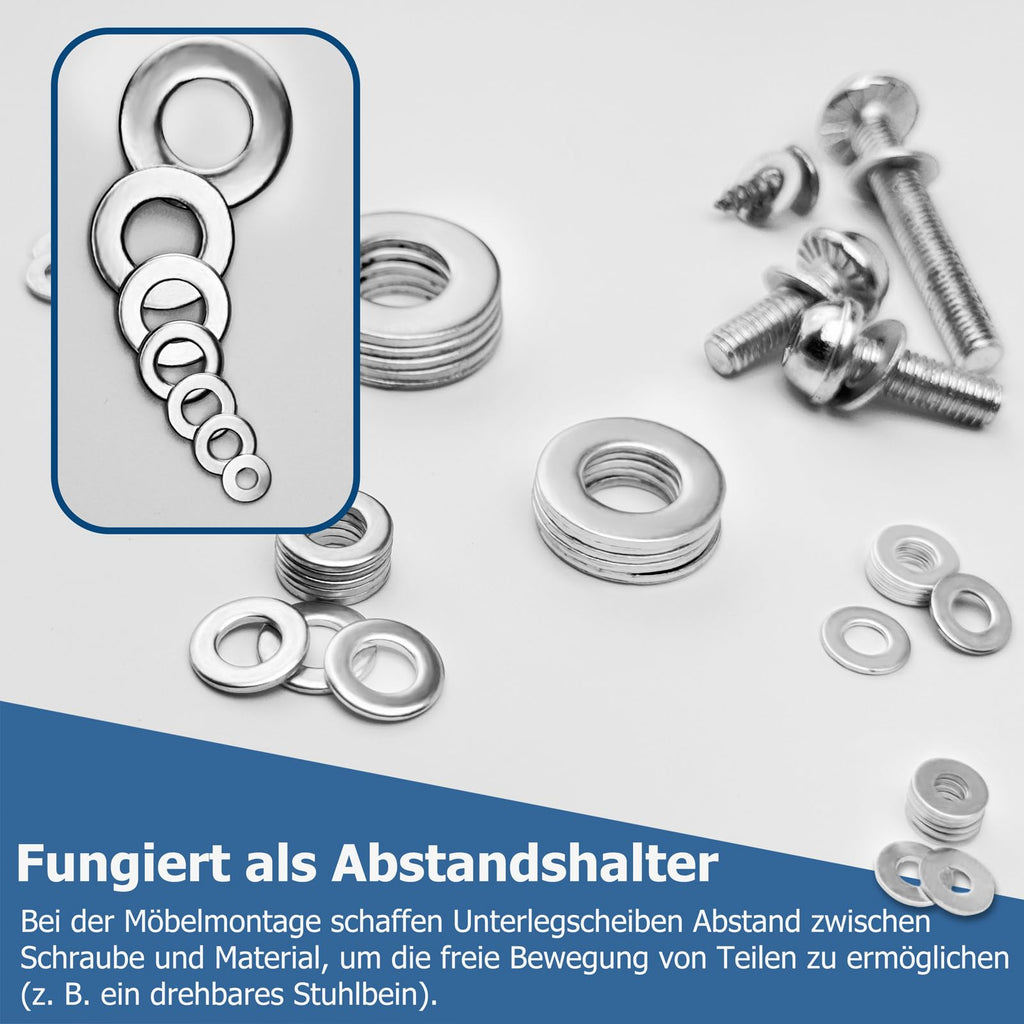 1/4 Inch 304 Stainless Steel Flat Washers 100PCS 5/8" OD SAE Metric