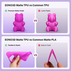 EONO3D Matte TPU Filament 1.75mm, 1kg - Shore 95A Flexible & Durable TPU, Matte Purple, Low-Gloss Matte Finish, Minimal Layer Lines, for Phone Cases, Wearables & Functional Parts