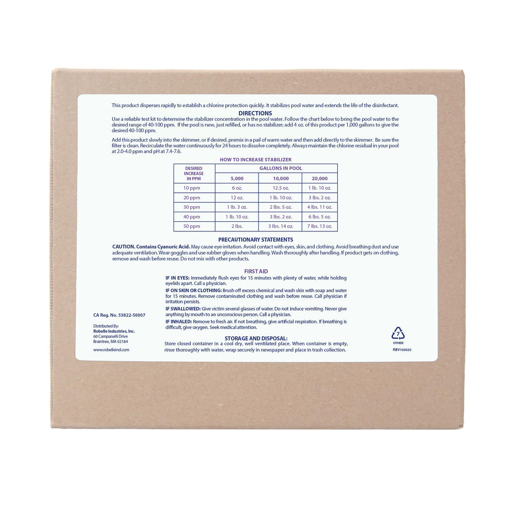 Robelle 21-Pounds Premium Chlorine Stabilizer and Conditioner, Concentrated Cyanuric Acid for Pools, Pool Stabilizer, Helps Chlorine Last Longer