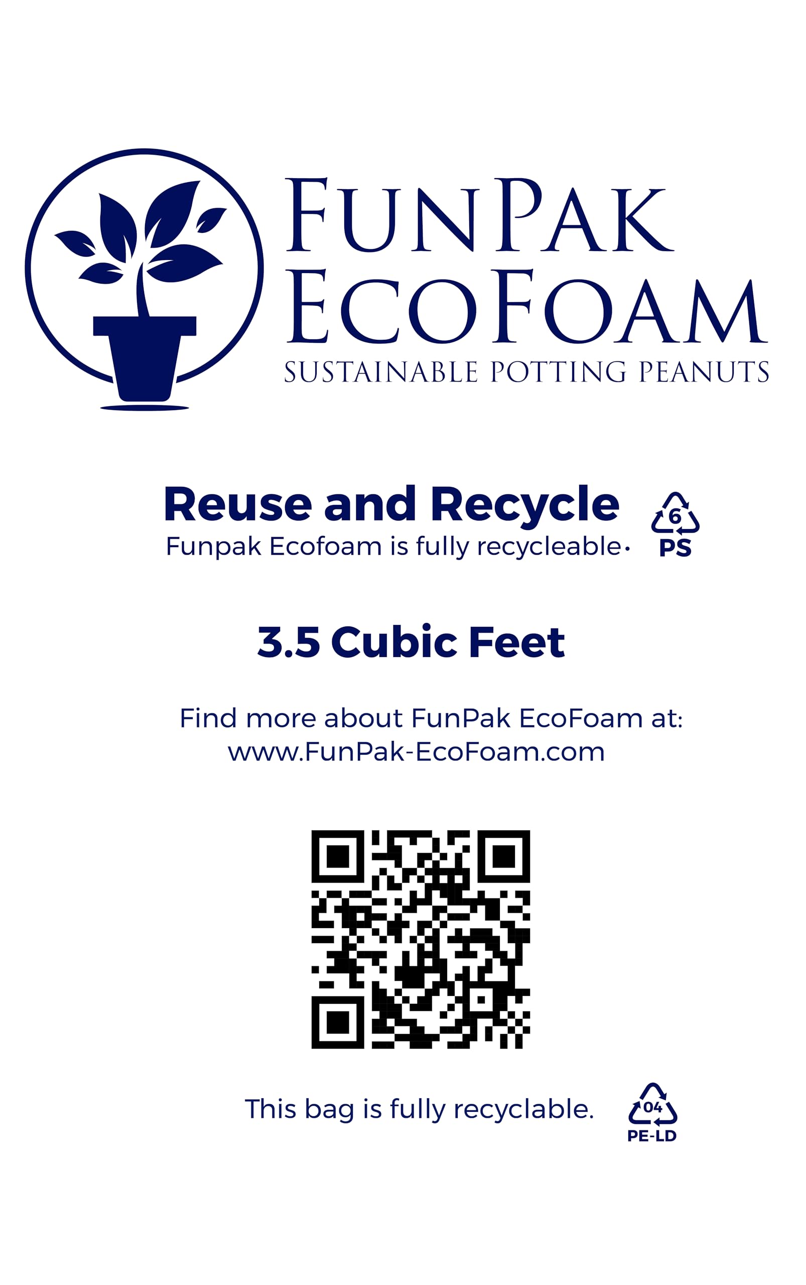 Bubblefast! FunPak® EcoFoam Sustainable Gardening, Planting, Landscaping, Architectural Potting Peanuts, 1.5 cu. ft.