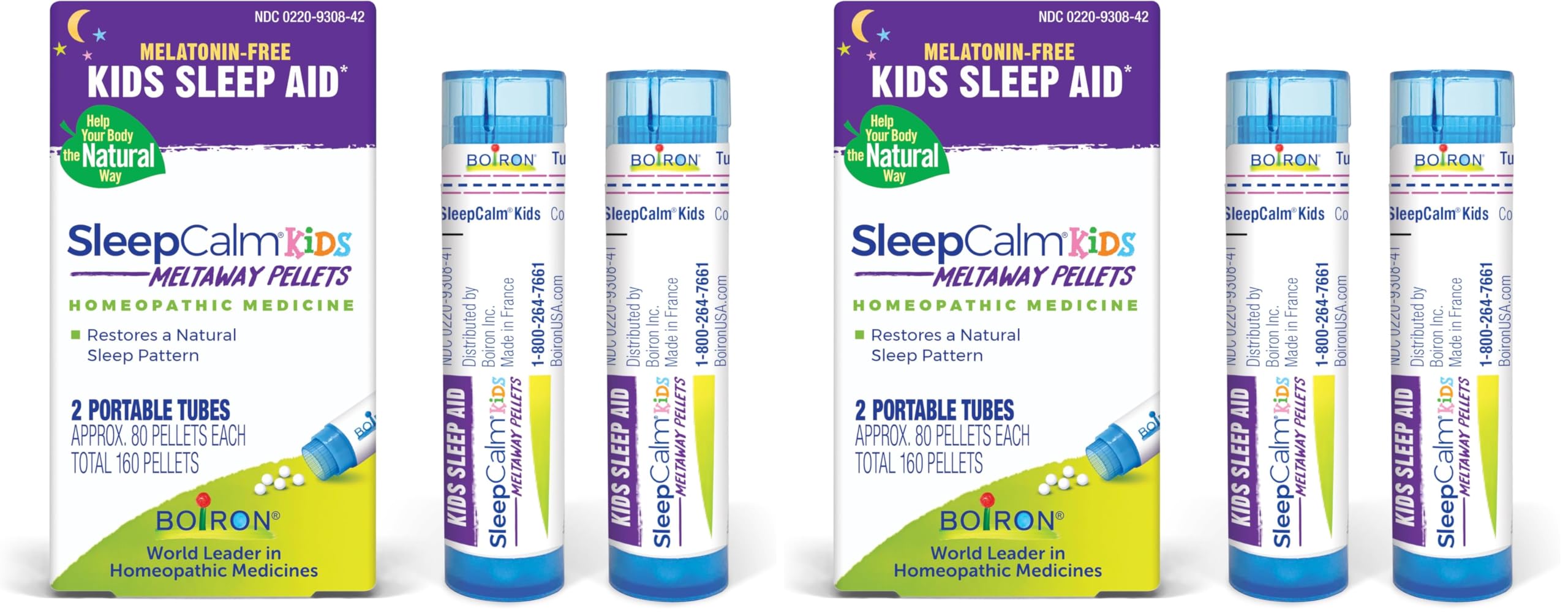 Boiron SleepCalm Kids Sleep Aid for Deep, Relaxing, Restful Nighttime Sleep - Melatonin-Free and Non Habit-Forming - 2 Count (160 Pellets) (Pack of 2)