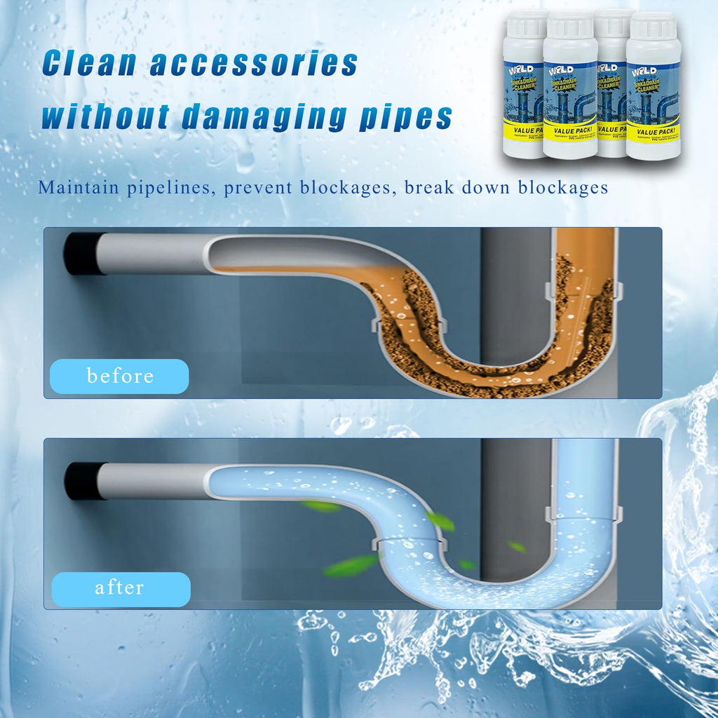 Wild Tornado Pipe Dredge, Powerful Sink and Drain Cleaner Powder, Fast Foaming Drain Cleaner for Kitchen and Pipes Cleaning Tool