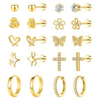 LOFITOR Hypoallergenic Surgical Steel Flat Back Earrings For Women Girls