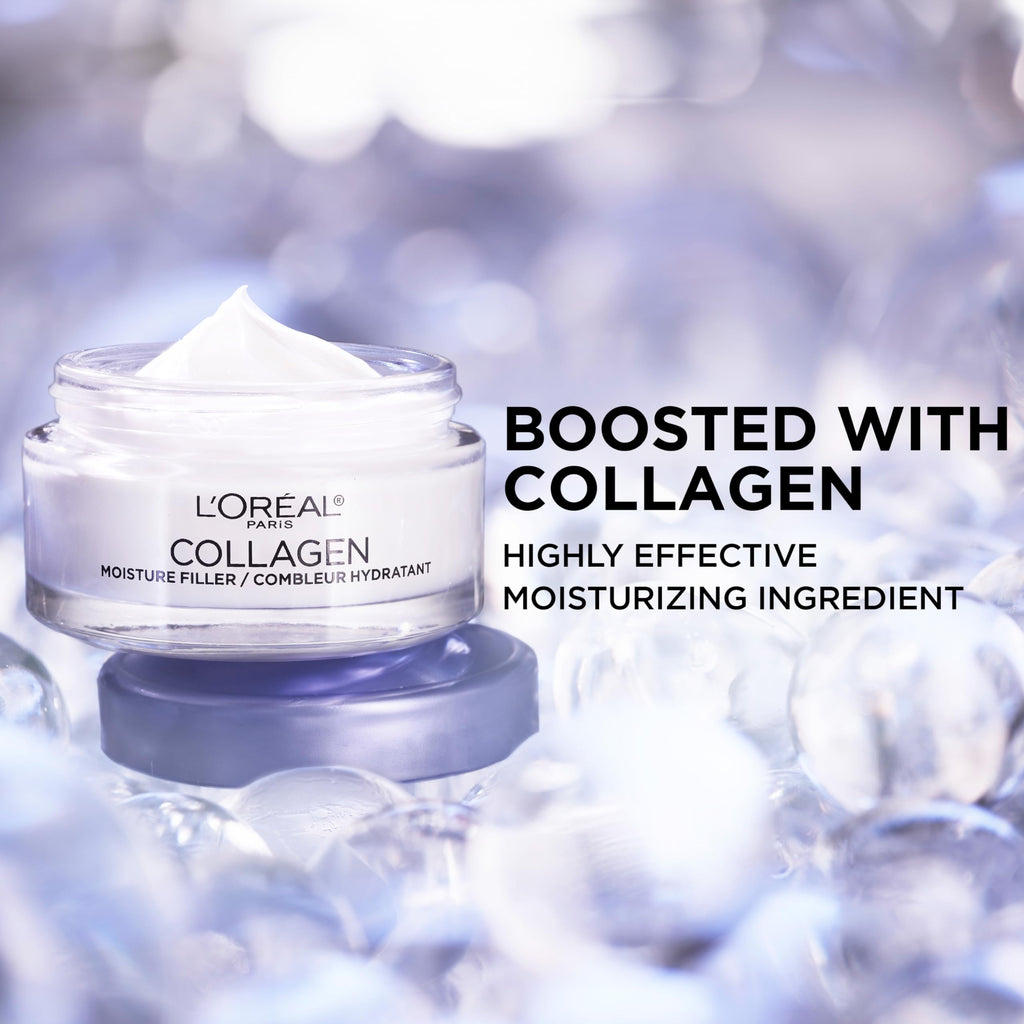 L'Oreal Paris Collagen Moisture Filler Face Cream, Anti-Aging Face Moisturizer, Non-Greasy Skin Care Formula For Up to 48HR Hydration, 3.4 Oz
