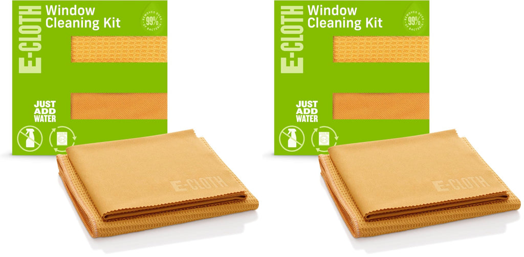 E-Cloth Microfiber Window Cleaning Cloth Kit - Glass Cleaning Cloth for Windows,Mirrors,Cars,Lenses,Eyeglasses,& More,Streak Free Clean,Machine Washable Reusable Towel - Tangerine Orange,(Pack of 2)