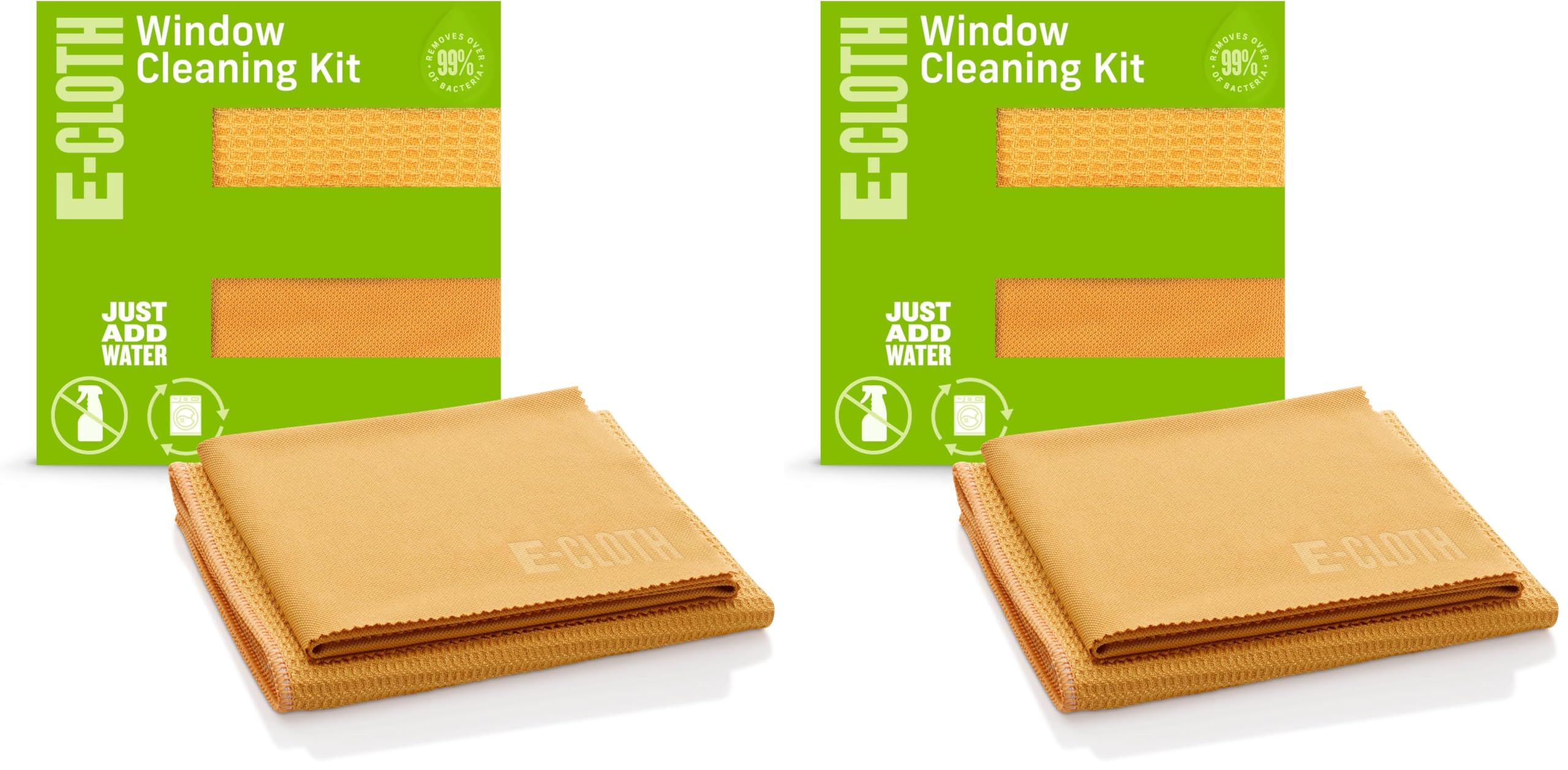E-Cloth Microfiber Window Cleaning Cloth Kit - Glass Cleaning Cloth for Windows,Mirrors,Cars,Lenses,Eyeglasses,& More,Streak Free Clean,Machine Washable Reusable Towel - Tangerine Orange,(Pack of 2)