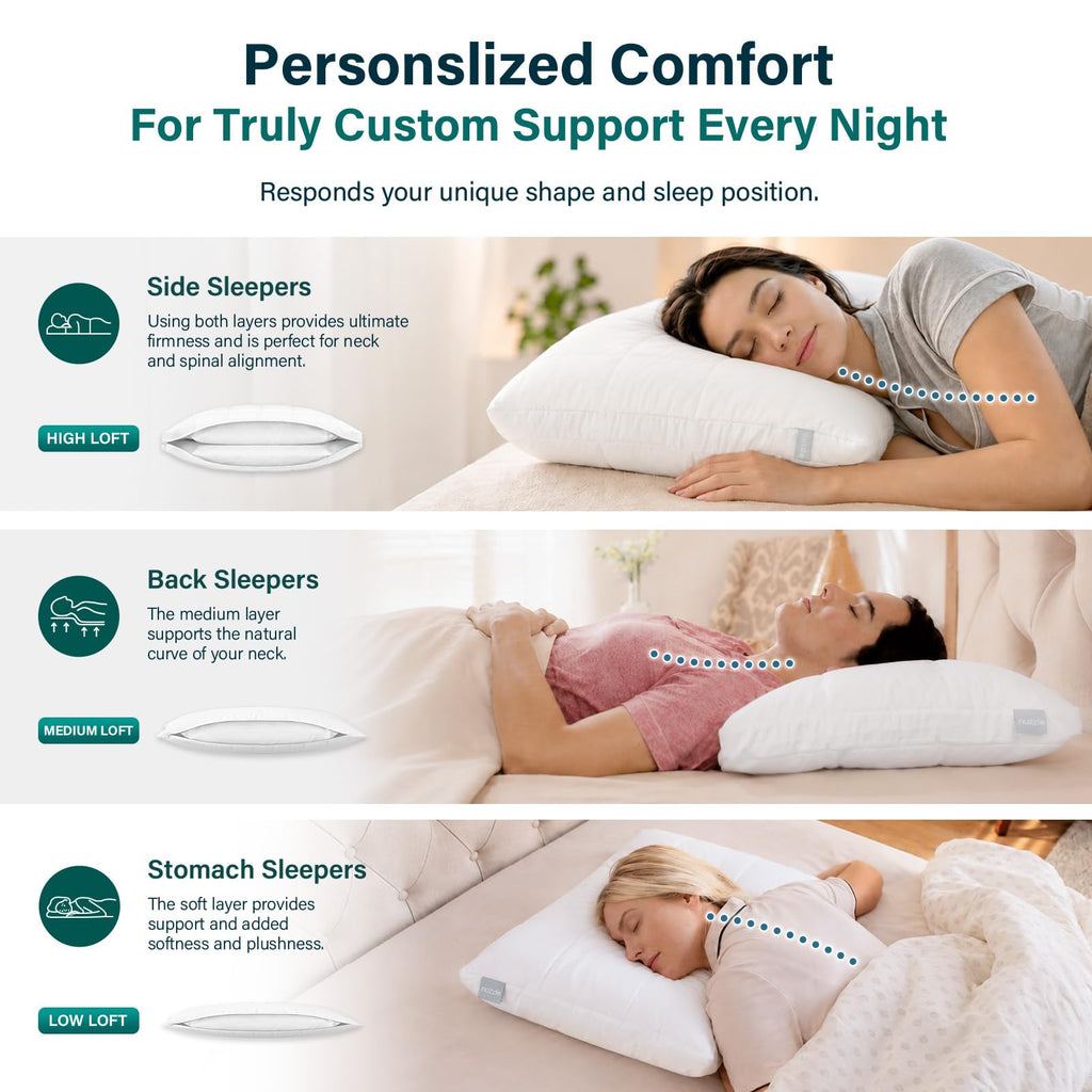 Nuzzle Pillow Standard Adjustable Neck Pillow,Soft Luxury Hotel Feel