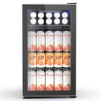 Electactic 26 Bottle Wine Cooler 130 Can Beverage Refrigerator, Small Freestanding Cabinet Wine Cellar with 32℉-61℉ Temperature Control Glass Door, Black