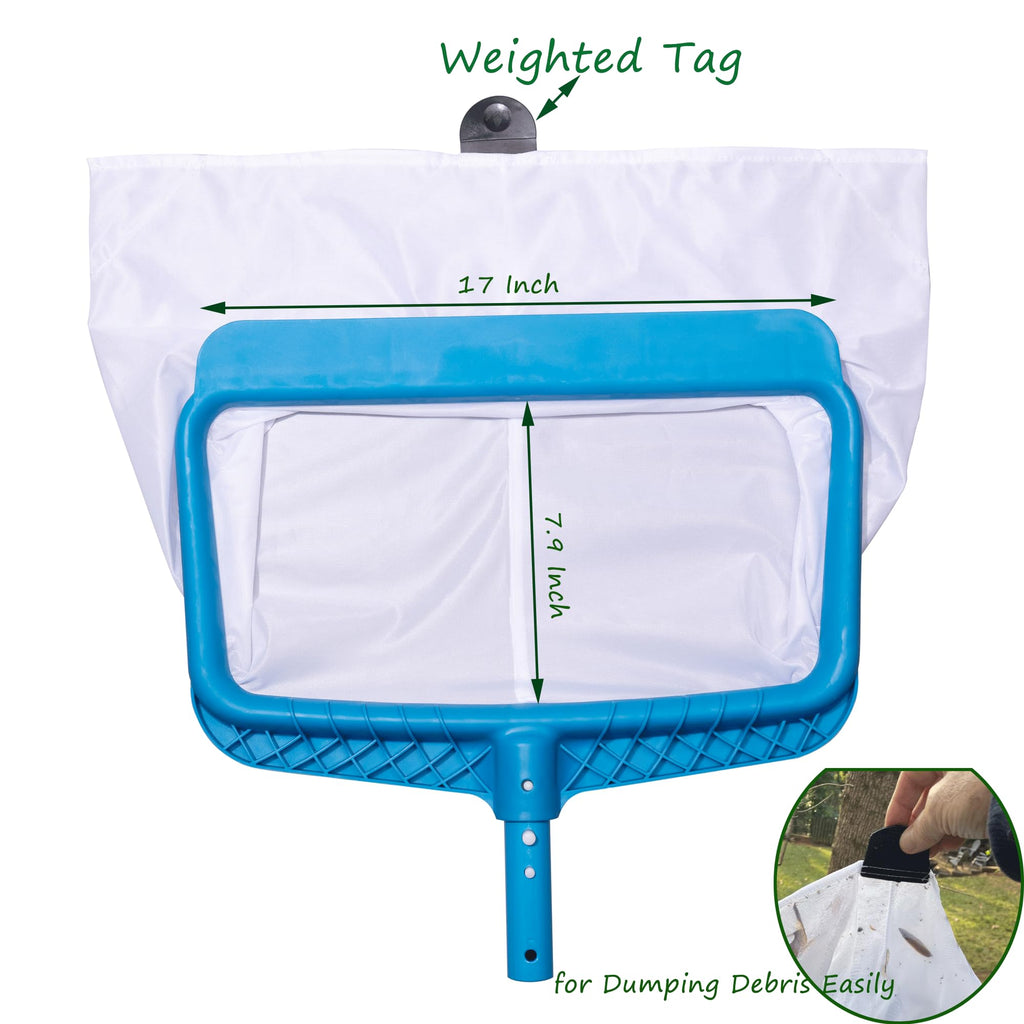 DABOVIN Professional Pool Bottom Skimmer Net for Cleaning Pollen Bugs, Ultra Fine Mesh Leaf Rake with Sturdy Plastic Frame