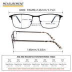 CRGATV 3-Pack Reading Glasses for Men Blue Light Blocking Metal Full Wide Frame Computer Readers Anti UV/Eye Strain/Glare (+1.75 Magnification Strength)