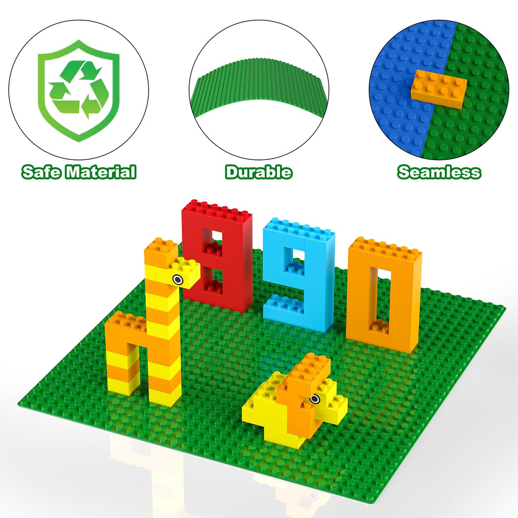 Pokiiulk Classic Baseplates, Peel and Stick Base Plates for Building Bricks, Compatible with Major Brands, Self-Adhersive Base for Bricks 10" x 10", 6 Pack Green