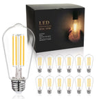 BORT ST58/ST19 Vintage LED Edison Bulbs, 6W Equivalent 60W Filament Light Bulbs, Dimmable 700LM, E26 Base LED Bulbs, Clear Plastic (Daylight White, 12 Pack)