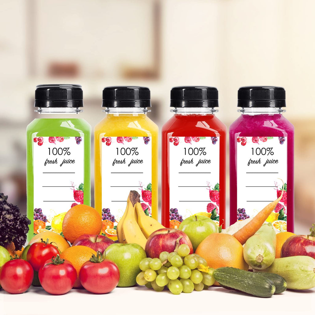 Moretoes 50pcs 8oz Juice Bottles, Plastic Bottles with Caps, Bulk Clear Beverage Containers for Juicing Drinking Milkshake Tea and Other Beverages