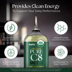 Keppi Organic MCT Oil - Flavorless C8, Non-GMO, Certified Organic, Gluten-Free, Palm Oil Free, Vegan, Kosher, Halal, 16 oz Coconut Oil