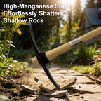 Nohovu Pickaxe with Wood Handle, Heavy Duty Forged Steel Pick Axe for Digging, 36 Inches (406I)
