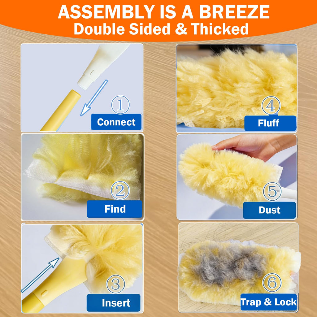 SoliFairy 60 Heavy Duty Duster Refills for Swiffer Duster, Large, Yellow