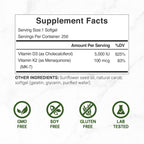 DEAL SUPPLEMENT Vitamin D3 5,000 IU + K2 MK7 Softgels, 250 Count | 2-in-1 Complex | Easy to Swallow