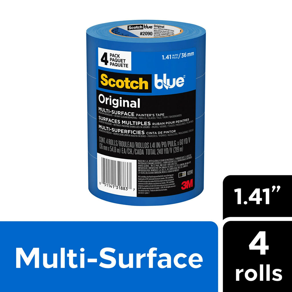 ScotchBlue Painter's Tape, Multi-Use, 1.41-Inch by 60-Yard, 4-Roll