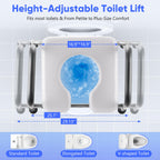 Raised Toilet Seat with Handles, Toilet Seat Riser for Seniors with Adjustable Height & Width, Cozy Padded 500lb Handicap Toilet Seat for Elderly, Surgery, Pregnant, Fit Any Toilet, Assist Getting Up