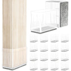 1" x 1.5" Rectangle Chair Leg Protectors for Hardwood Floors Silicone Covers to Protect Wood Tile Floors Felt Pads Furniture Leg Caps Reduce Noise.Easy to Move.16 PCS Clear.