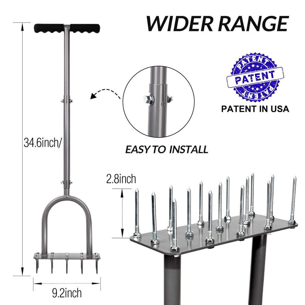 Walensee Manual Lawn Aerator Tool with 15 Iron Spikes, Garden Spike Aerator