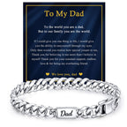 VNOX Gift for Dad from Daughter Son Silver Stainless Steel Cuban Link Chain Bracelet Day Father Birthday Valentines Ideas for New Daddy Stepdad,8.3 Inches