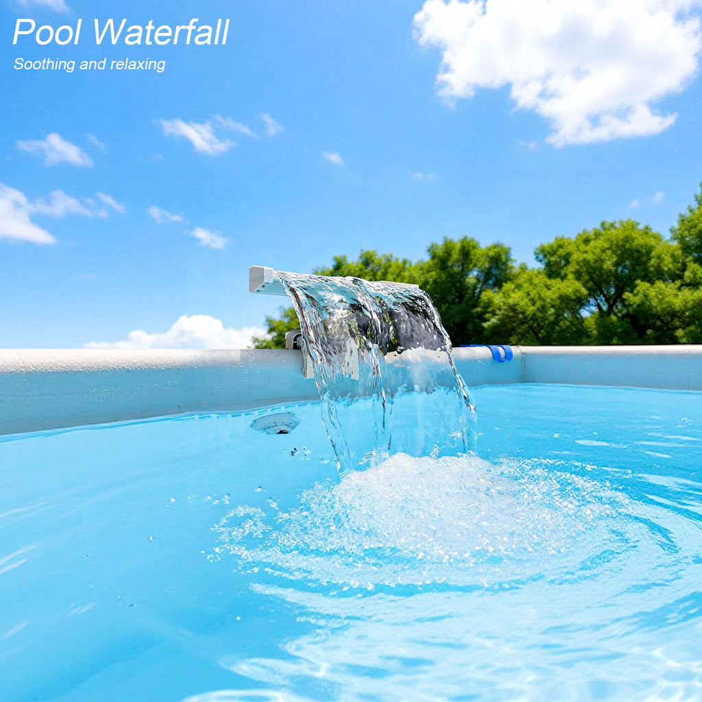 NICENICY Pool Waterfall for Above Ground Pools, Swimming Pool Waterfall Fountain, Smooth Flowing Pool Waterfall for Relaxation, Fits 1.2" to 4.7" Above-Ground Pool Frames