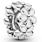 PANDORA White Daisy Flower Spacer Charm - Jewelry for Women with Gift Box - Compatible Moments Charm Bracelets - Sterling Silver
