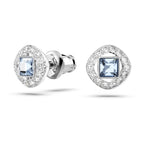 Swarovski Una Angelic Stud Earrings, Square Cut, Cool Blue Crystals, Rhodium Finish