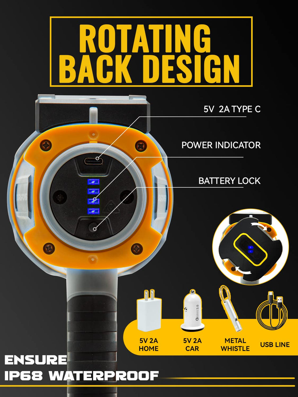 Durapower Boat Spotlight Flashlight, High Lumen IP67 Waterproof Super Bright Rechargeable Spotlight, Long Lasting Flashlight,1148ft Range Portable Handheld Spot Light Outdoor for Marine Boat Hunting