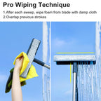 Purexa 3-in-1 Window Squeegee for Home - 60" Window Cleaning Kit with 3 Microfiber Cloths & Screen Brush, All-in-1 Cleaner Tool for Outdoor Windows, Glass Door & Screens, Lightweight & Easy Storage