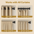 YaFex Curtain Rods 32-144 Inch, Heavy Duty 1 Inch Adjustable Curtain Rod for Windows, Black Extra Long Window Treatment Rods, Modern Design, Easy Installation