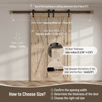 CCJH 9FT Sliding Barn Door Hardware Kit, Heavy Duty, Smoothly and Silently, Easy to Install, Fit 27" Width Double Door Panel, I Shaped Hangers Black