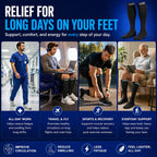 SB SOX Compression Socks for Men & Women (20-30mmHg) – Best Compression Socks for Flying, Medical, Sports, Wide Calf Fit, and Daily Wear (Solid Black, Large)