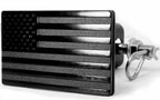 USA American Flag Metal Trailer Hitch Cover with Locking Pin (Fits 2" Receivers, Black)