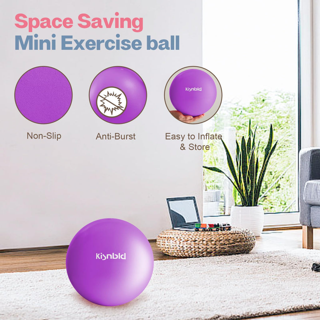 kisnbld Small Exercise Ball, 9 Inch Mini Pilates Ball, Anti Burst and Slip Resistant Mini Yoga Ball for Stability, Fitness, Physical Therapy, Stretching & Core Strength Workout at Home Gym & Office