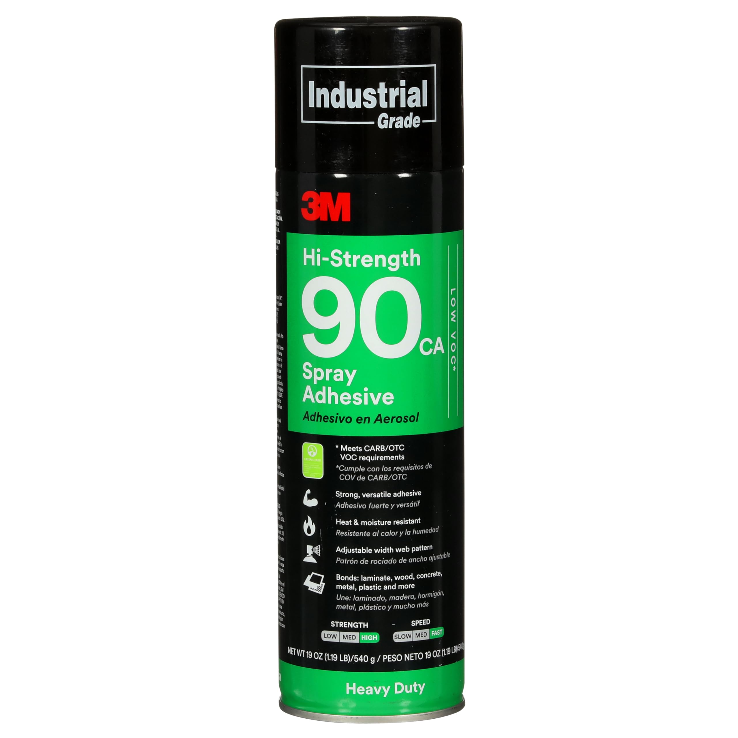 3M Hi-Strength Spray Adhesive Glue 90 CA, Clear Color, 19.0 oz Net Wt Can