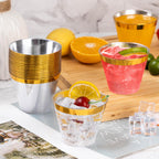 Goodluck 100PCS 9oz Gold Plastic Cups for Party, Disposable Gold Rim Cups
