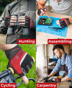 HANDLANDY Fingerless Work Gloves for Men, Half Finger Working Glove Grip Shock-Absorbing Breathable Uwrist TPR Anti-collision Gloves for Mens & Women (L)