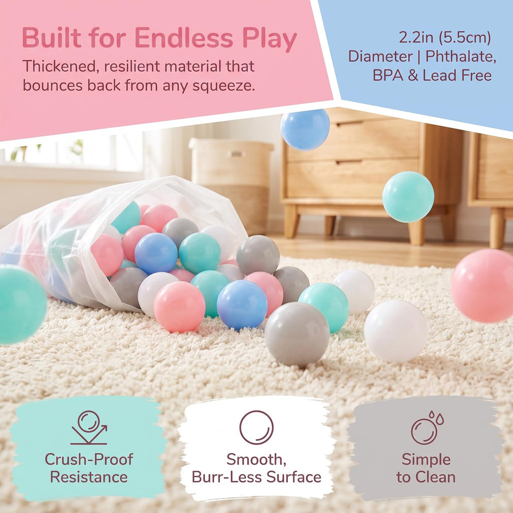 LANGXUN Plastic Ball Pit Balls for Baby Toddler Kids
