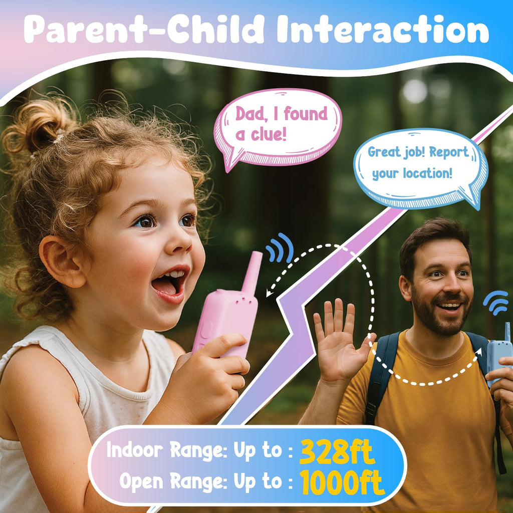 Video Walkie Talkies for Kids, Handheld 2 Pack Rechargeable Video Walkies Talkies, Indoor Outdoor Toys Christmas Birthday Gifts for Age 3-12 Year Old Girls Boys (Blue & Pink)