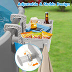 Poolside Storage Basket 2 Pack - Above Ground Pool Accessories, Swimming Pool Storage Baskets with Cup Holders,Fits 3” or Smaller Top Rails,Versatile Organizer for Pool Toys,Towels,Beverages (Beige)