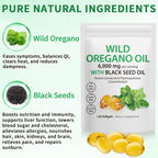Tooffi Oil of Oregano Capsules - 2 in 1 6000mg Oil of Oregano with Black Seed Oil 200mg - Oregano Oil Supplement Capsules - Digestive Support & Antioxidant, Non-GMO Digestive Support (2 Pack)